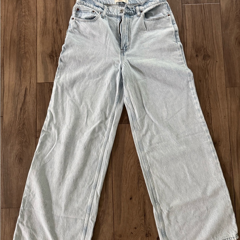 Abercrombie & Fitch Blue Flare Wide Leg Jeans